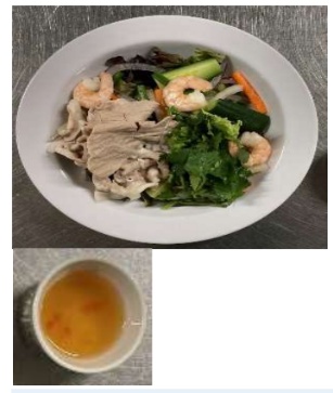 海老と豚肉のサラダ 店内 完成写真