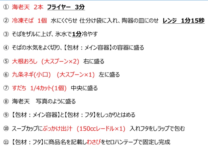 冷やしぶっかけ大海老天そば 手順