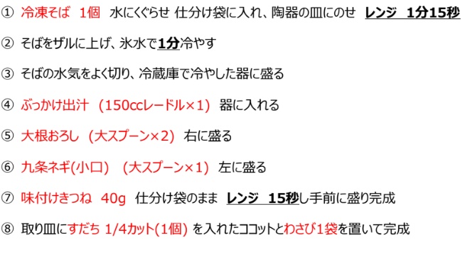 冷やしぶっかけ刻みきつねそば 手順