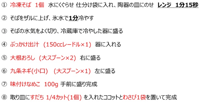 冷やしぶっかけなめこそば 手順