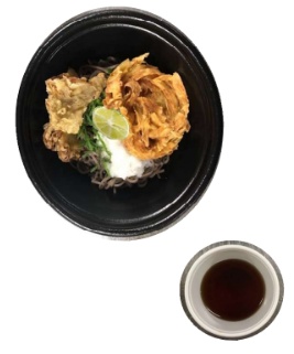 冷やしぶっかけごぼうと舞茸の野菜天そば 完成写真