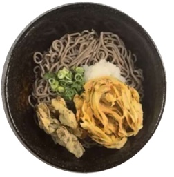 冷やしぶっかけごぼうと舞茸の野菜天そば 完成写真