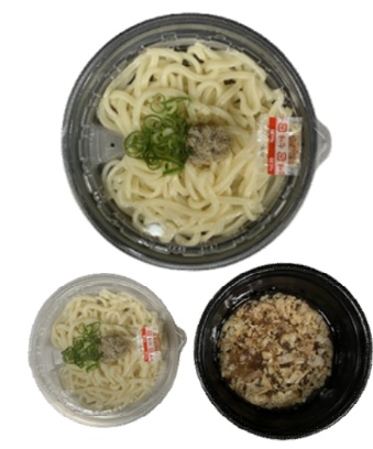 甘辛肉かすうどん デリバリー 完成写真